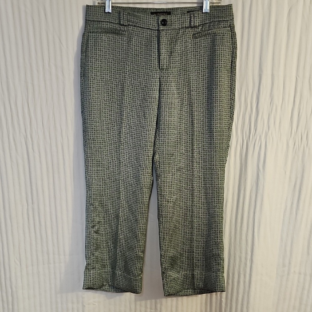 Banana Republic LOGAN CROP Green and Blue Patterned Pants SIZE 6 SHORT